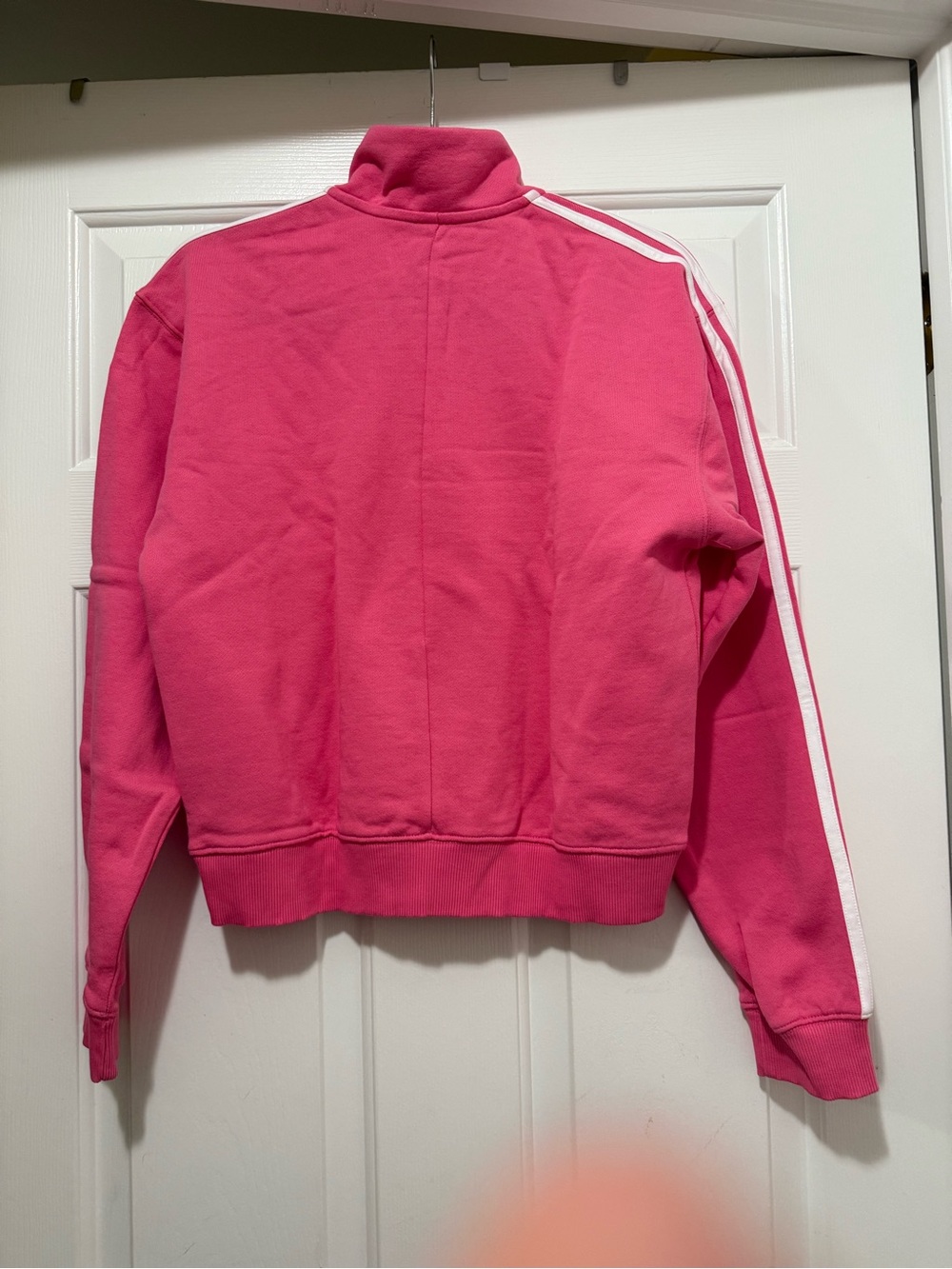 adidas Pink Quarter-Zip Pullover with White Stripes (Women’s Size: M) - Picture 2 of 2